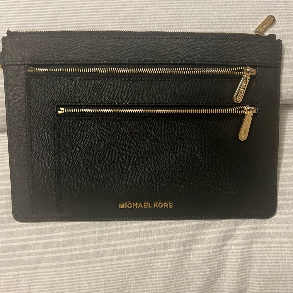 Michael Kors Black and Gold Envelope Clutch
